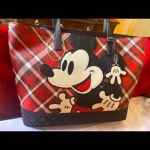 Large Disney plaid Mickey Mouse Loungefly tote bag
